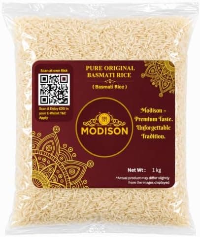 MODISON Pure Original Basmati Rice Long Grain Gluten Free 1kg thumbnail 1