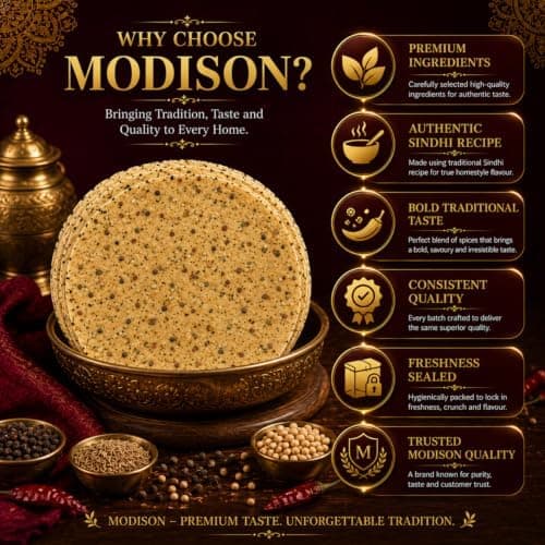MODISON Sindhi Special Indian Papad Black Pepper Cumin 200g thumbnail 5
