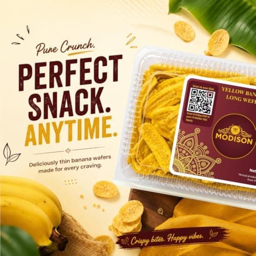 MODISON Yellow Banana Long Wafer Indian Snacks Crispy Kela 180g thumbnail 3