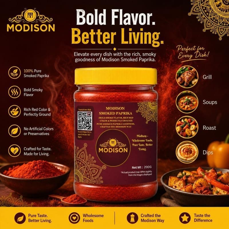 MODISON Smoked Paprika Powder Indian Spices Natural 200g thumbnail 2