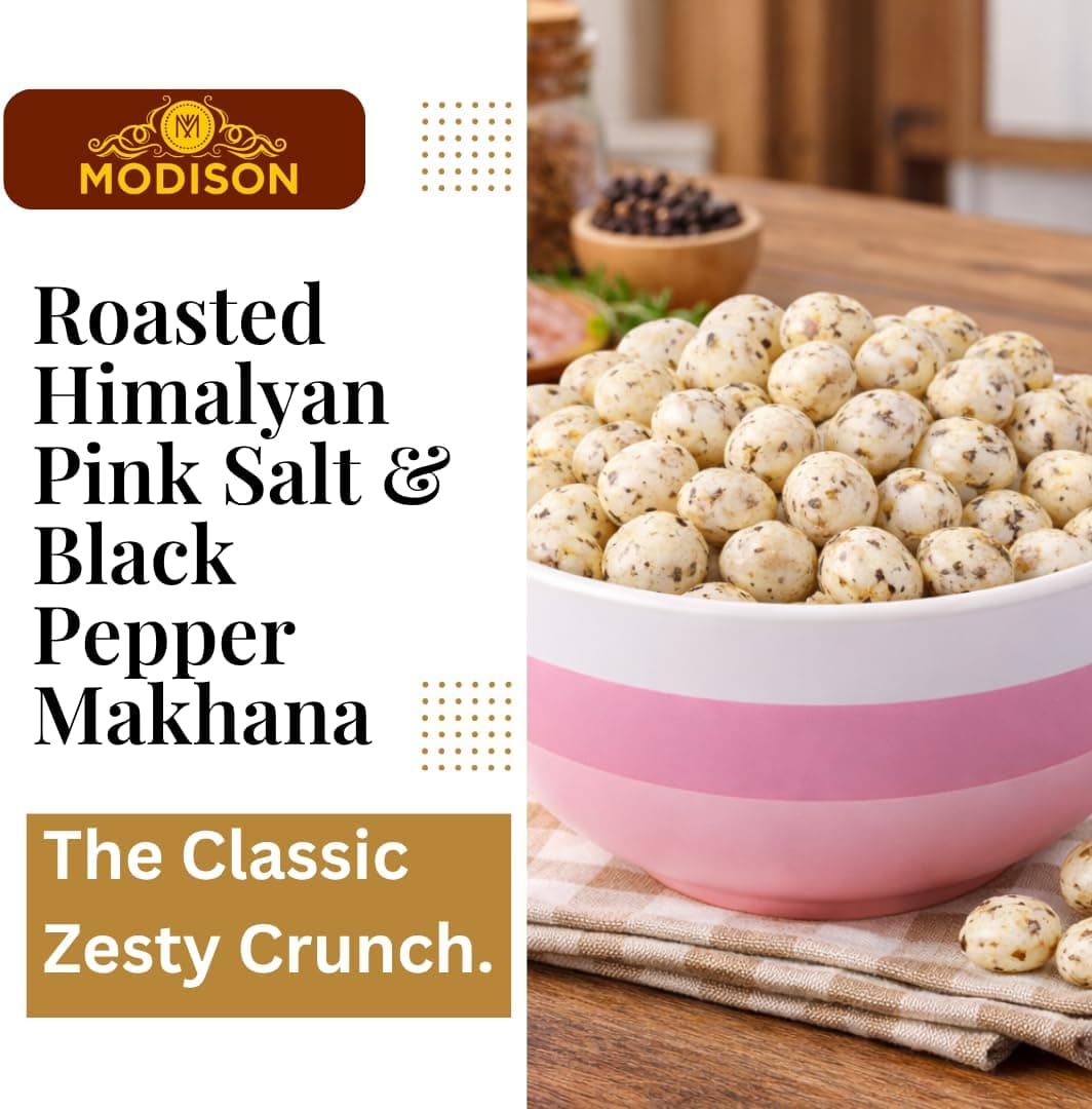MODISON Roasted Makhana Healthy Snacks Himalayan Pink Salt Pepper 80g thumbnail 11