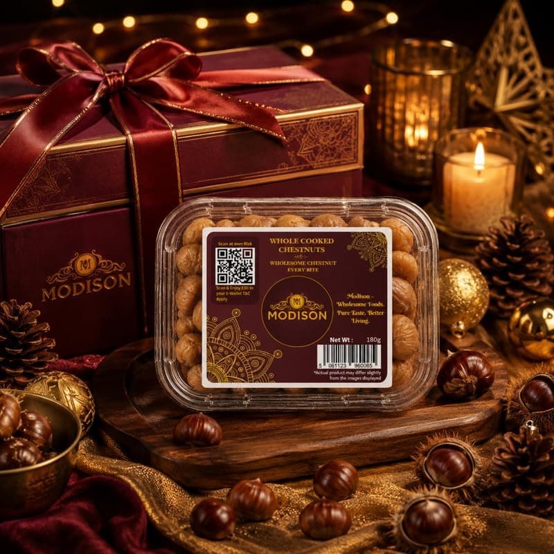 MODISON Whole Cooked Chestnuts Ready to Eat Indian Snacks 180g thumbnail 2