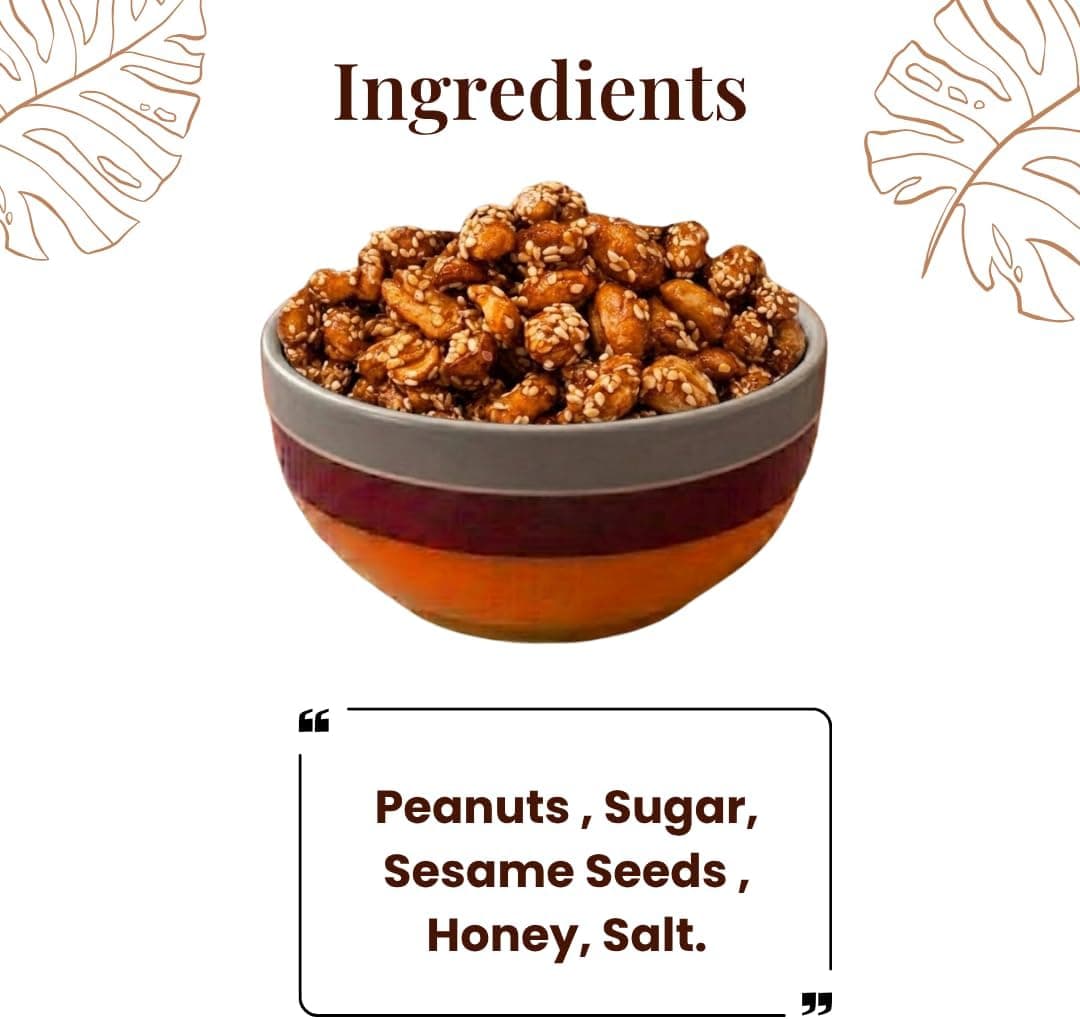 MODISON Caramelised Sesame Peanuts Indian Snacks Sweet Crunchy 400g thumbnail 12