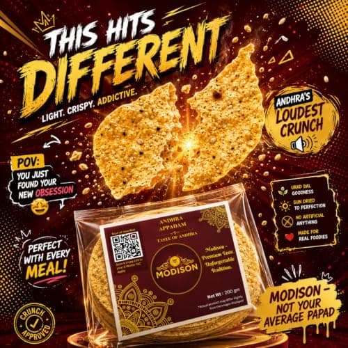 MODISON Andhra Appadam Indian Papad Crispy Lentil Wafer 200g thumbnail 5