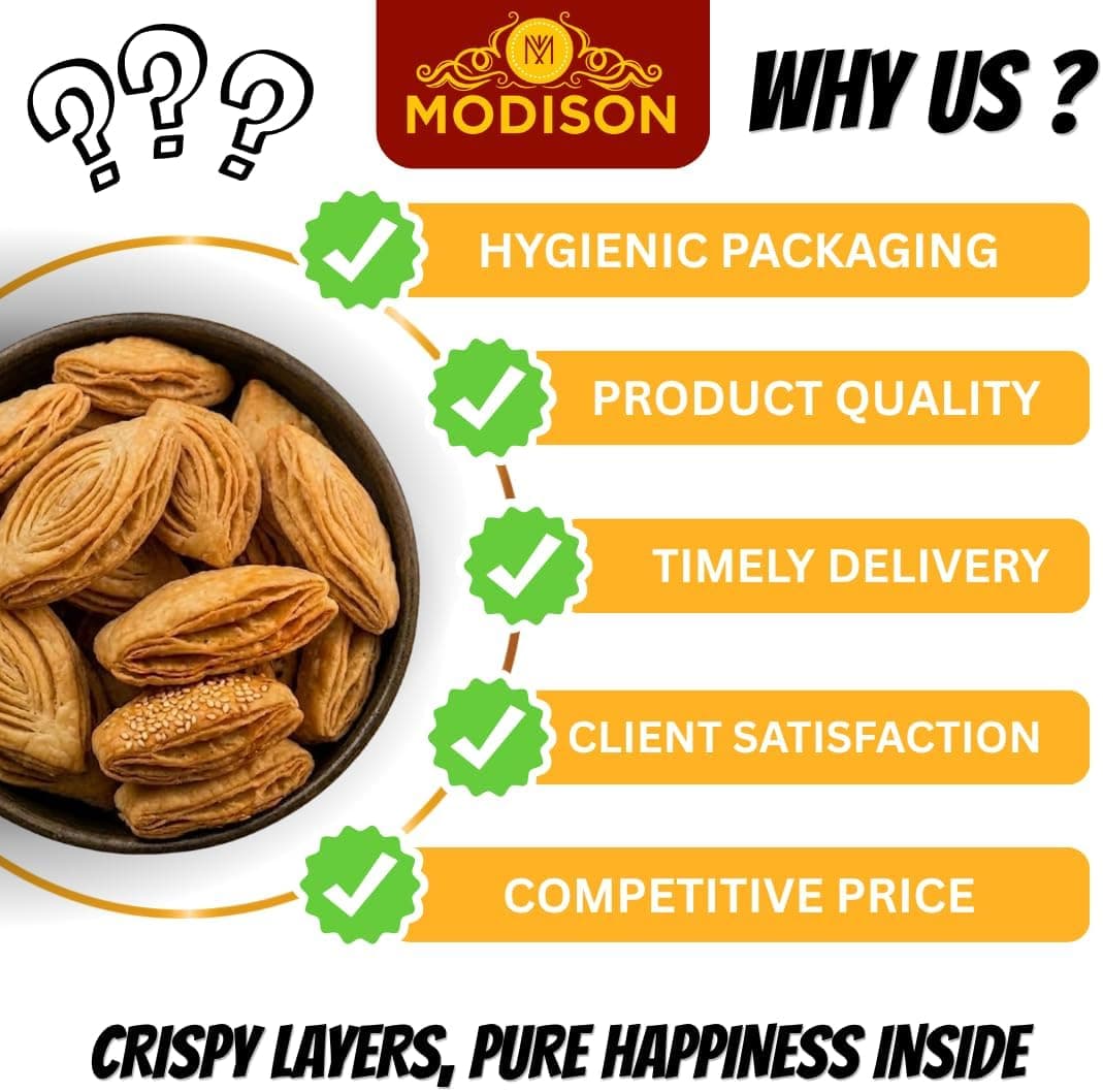 MODISON Plain Khaajli Indian Snacks Crispy Wheat Crackers 180g thumbnail 9
