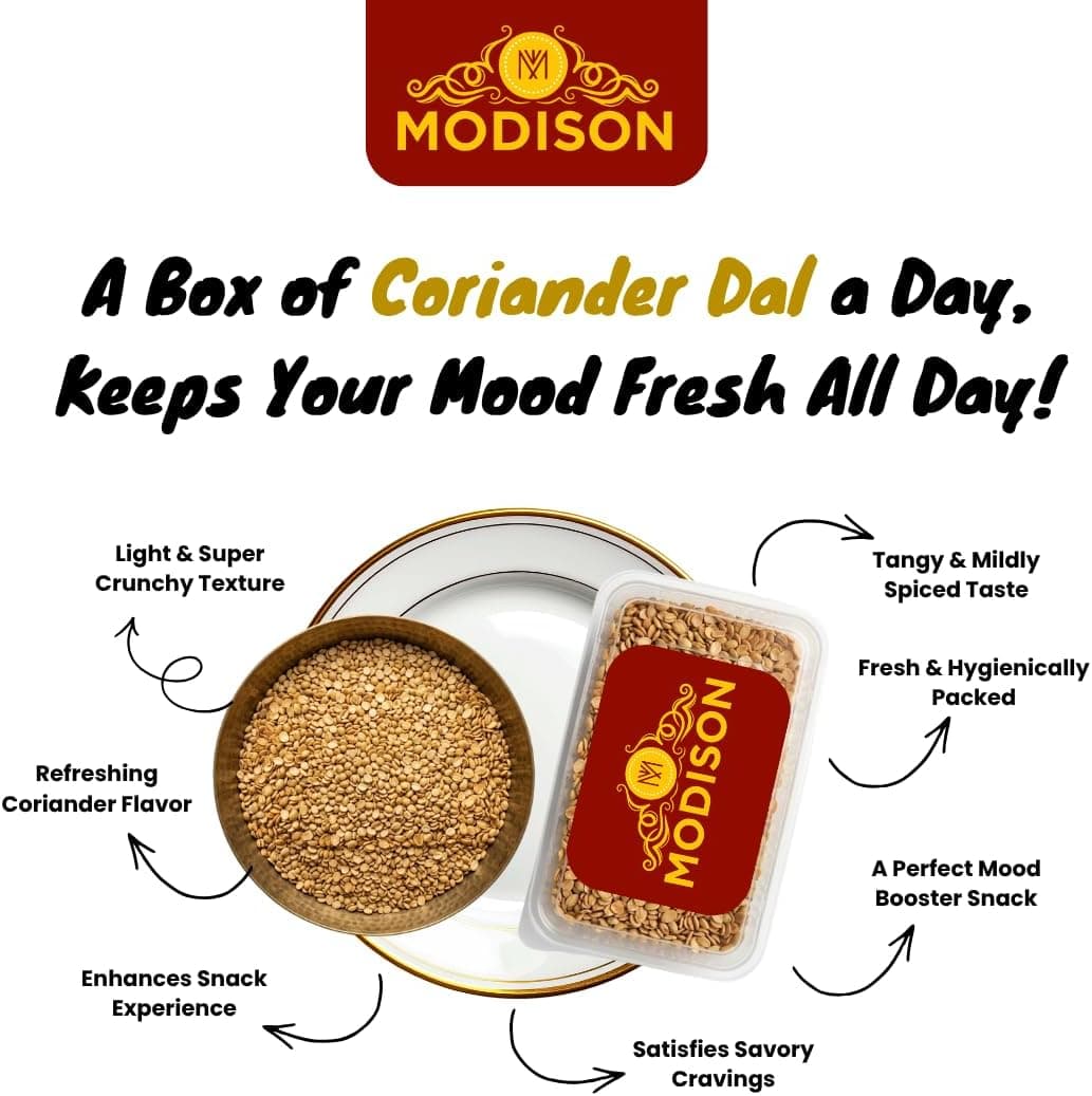 MODISON Coriander Dal Indian Namkeen Crispy Roasted Snack 180g thumbnail 9