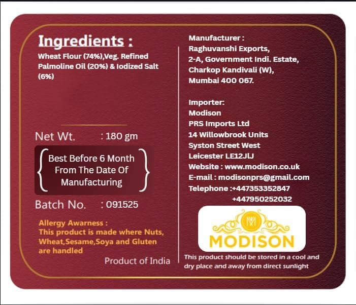 MODISON Bhel Puri Indian Snacks Crunchy Wheat Crackers 180g thumbnail 9