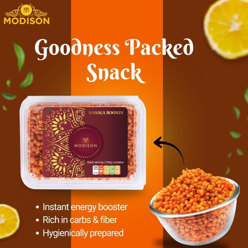 MODISON Masala Boondi Indian Snacks Spiced Gram Flour 180g thumbnail 10