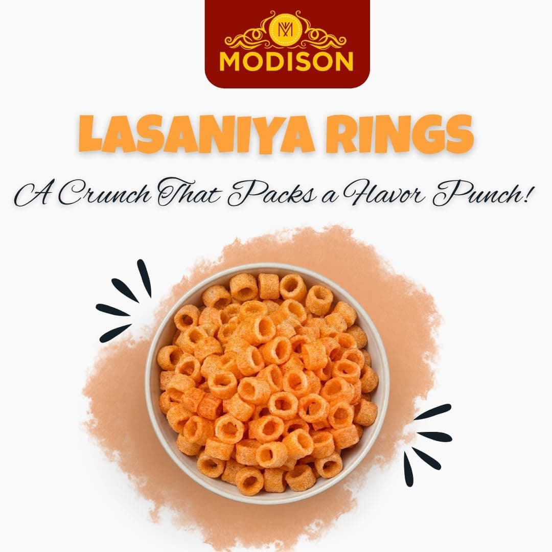 MODISON Lasaniya Ring Indian Namkeen Garlic Flavoured Snack 180g thumbnail 11