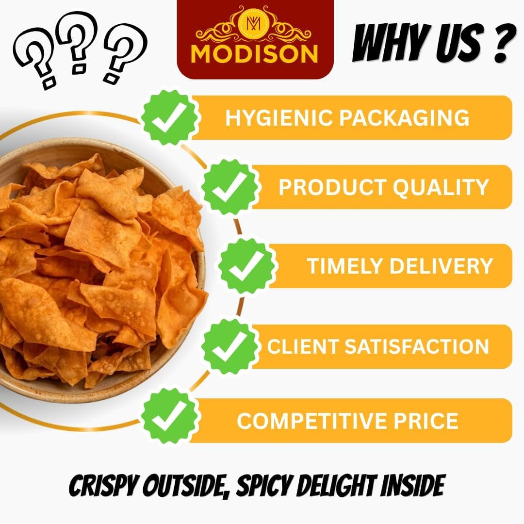 MODISON Tikha Papadi Ghatiya Indian Snacks Spicy Besan 180g thumbnail 9