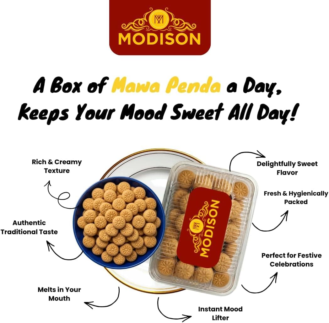 MODISON Mawa Penda Indian Sweets Milk Mithai 8 Piece 300g thumbnail 9