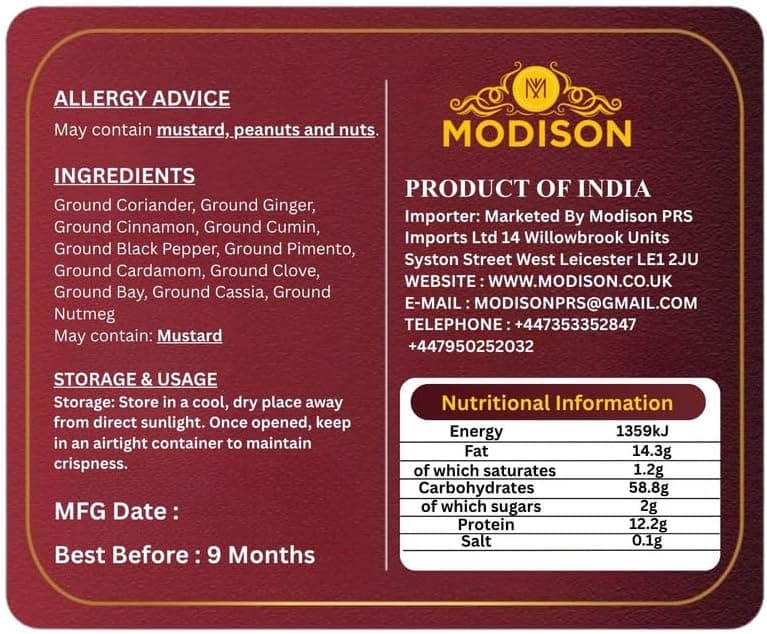 MODISON Garam Masala Powder Indian Spices Traditional 1KG thumbnail 6