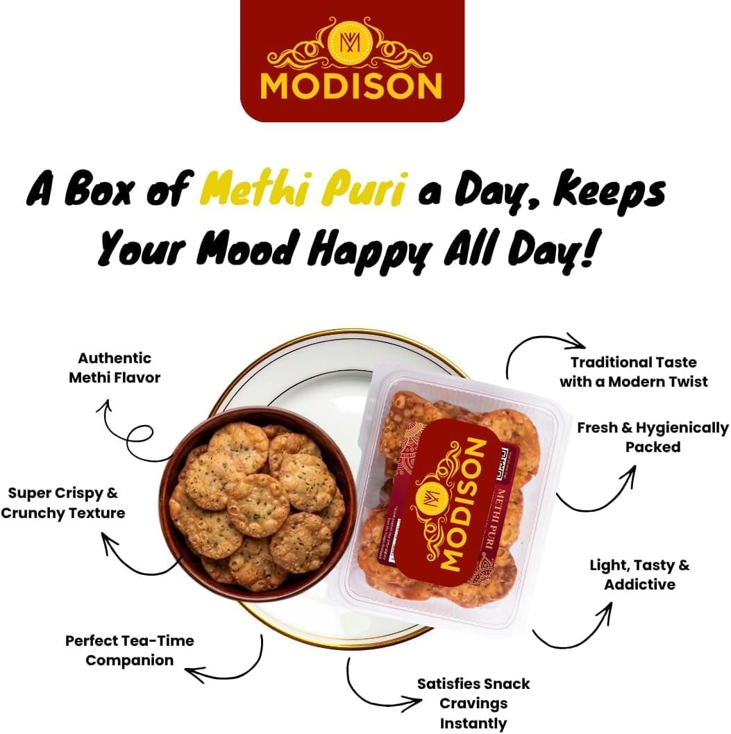 MODISON Methi Puri Indian Snacks Crispy Fenugreek Crackers 180g thumbnail 9