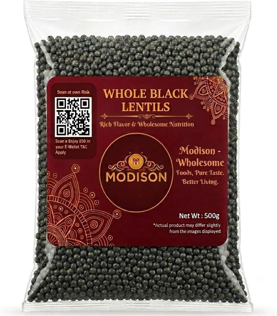 MODISON Whole Black Lentils Pulses High Fibre Nutrition 500g thumbnail 8