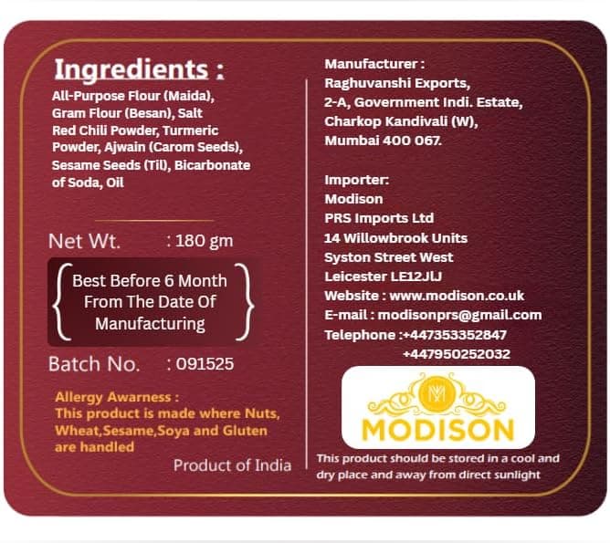 MODISON Chorafali Crispy & Authentic Gujarati Snack 180g thumbnail 7