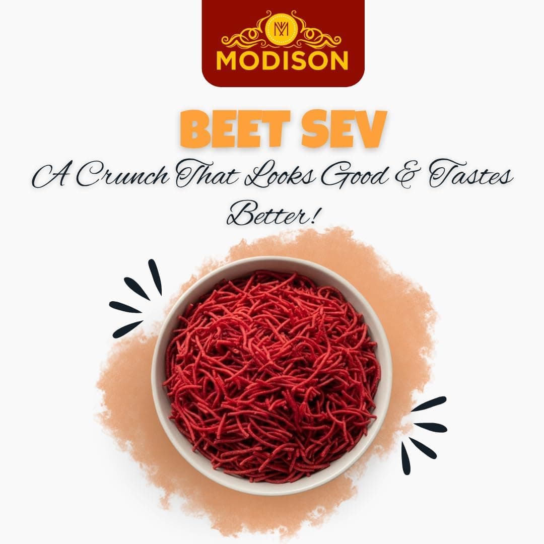 MODISON Beet Sev Indian Namkeen Beetroot Flavoured Snack 180g thumbnail 12