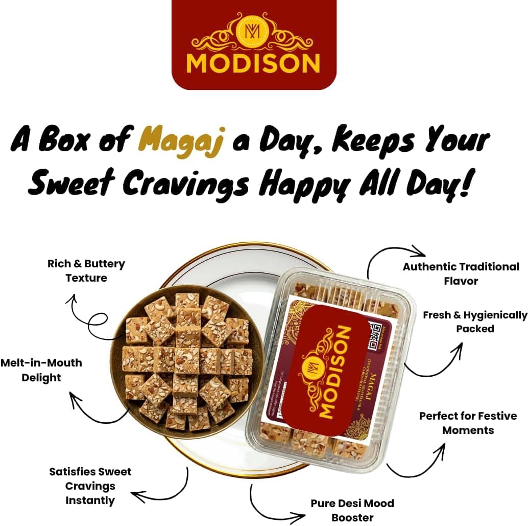 MODISON Magaj Indian Sweets Gram Flour Mithai 12 Piece thumbnail 9