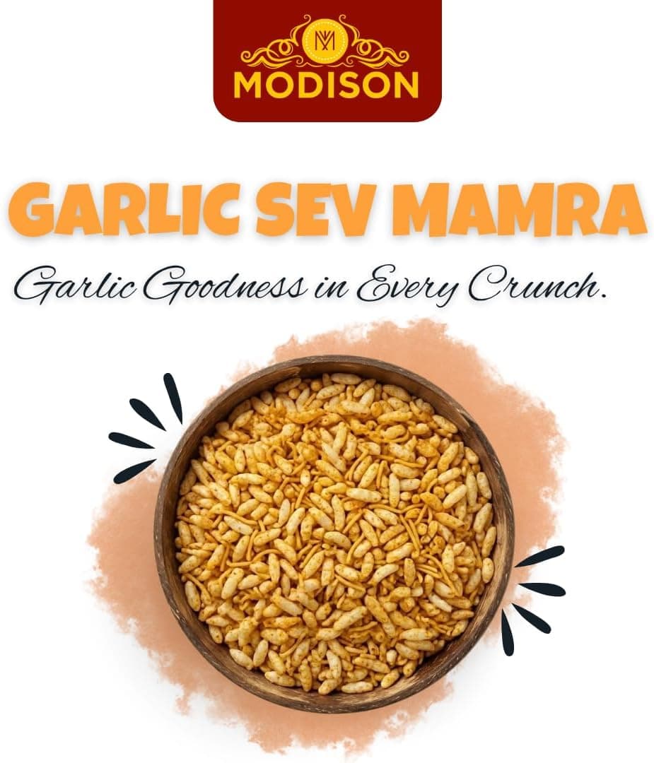 MODISON Garlic Sev Mamra Indian Snacks Roasted Rice Mix 180g thumbnail 10