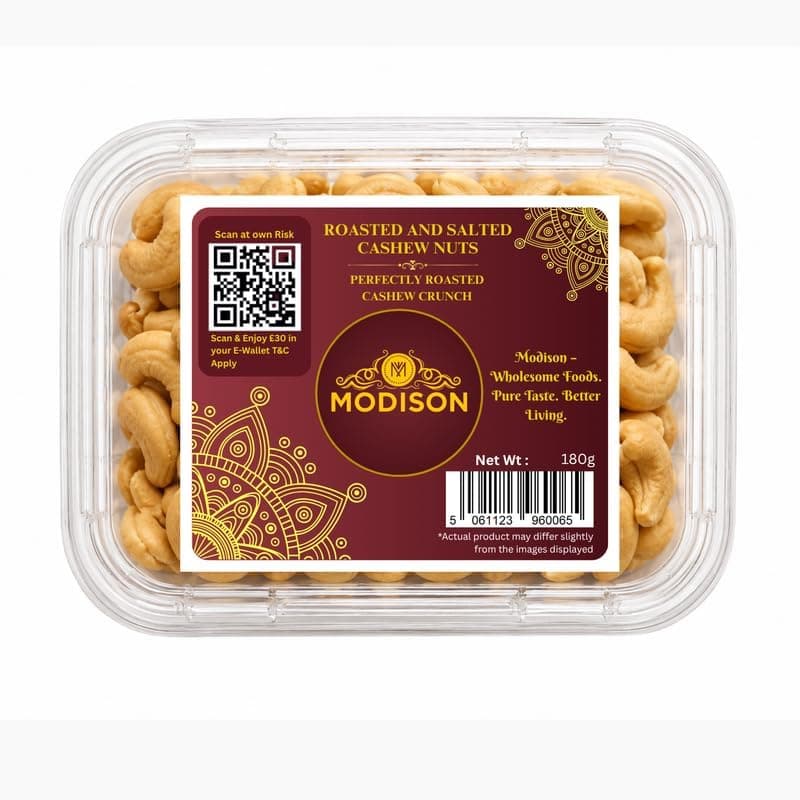 MODISON Roasted Cashews Indian Dry Fruit Salted Kaju 180g thumbnail 1