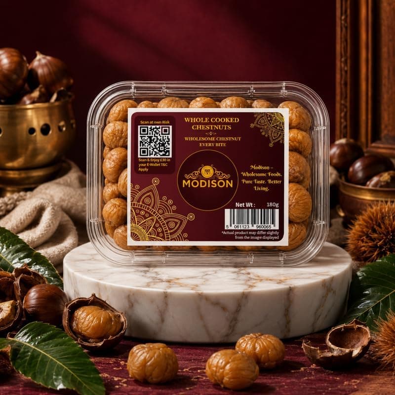 MODISON Whole Cooked Chestnuts Ready to Eat Indian Snacks 180g thumbnail 4
