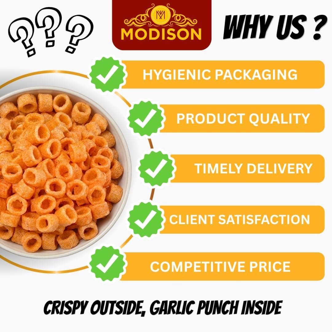 MODISON Lasaniya Ring Indian Namkeen Garlic Flavoured Snack 180g thumbnail 10
