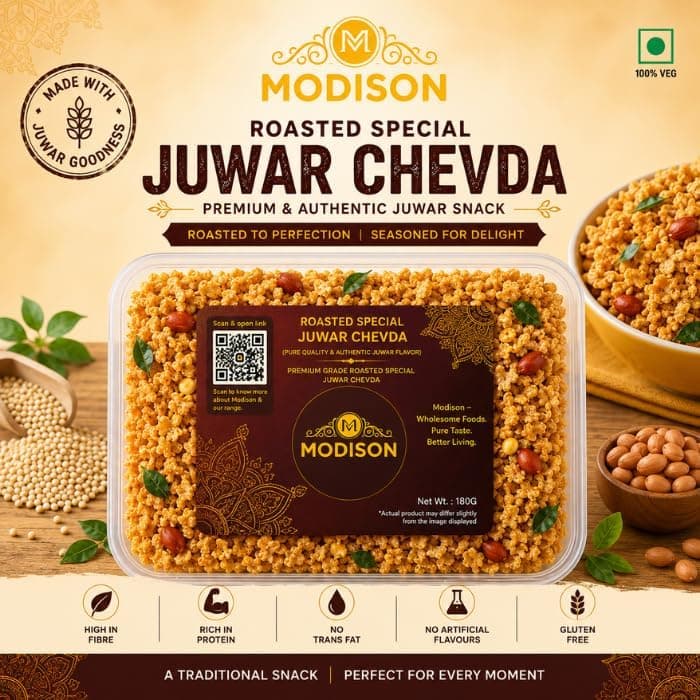 MODISON Roasted Juwar Chevda Indian Namkeen Crunchy Sorghum 180g thumbnail 5
