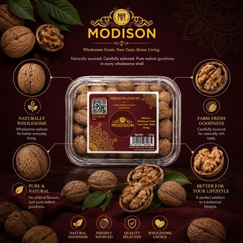 MODISON Fresh Walnuts Indian Dry Fruit Raw Akhrot Natural 180g thumbnail 4