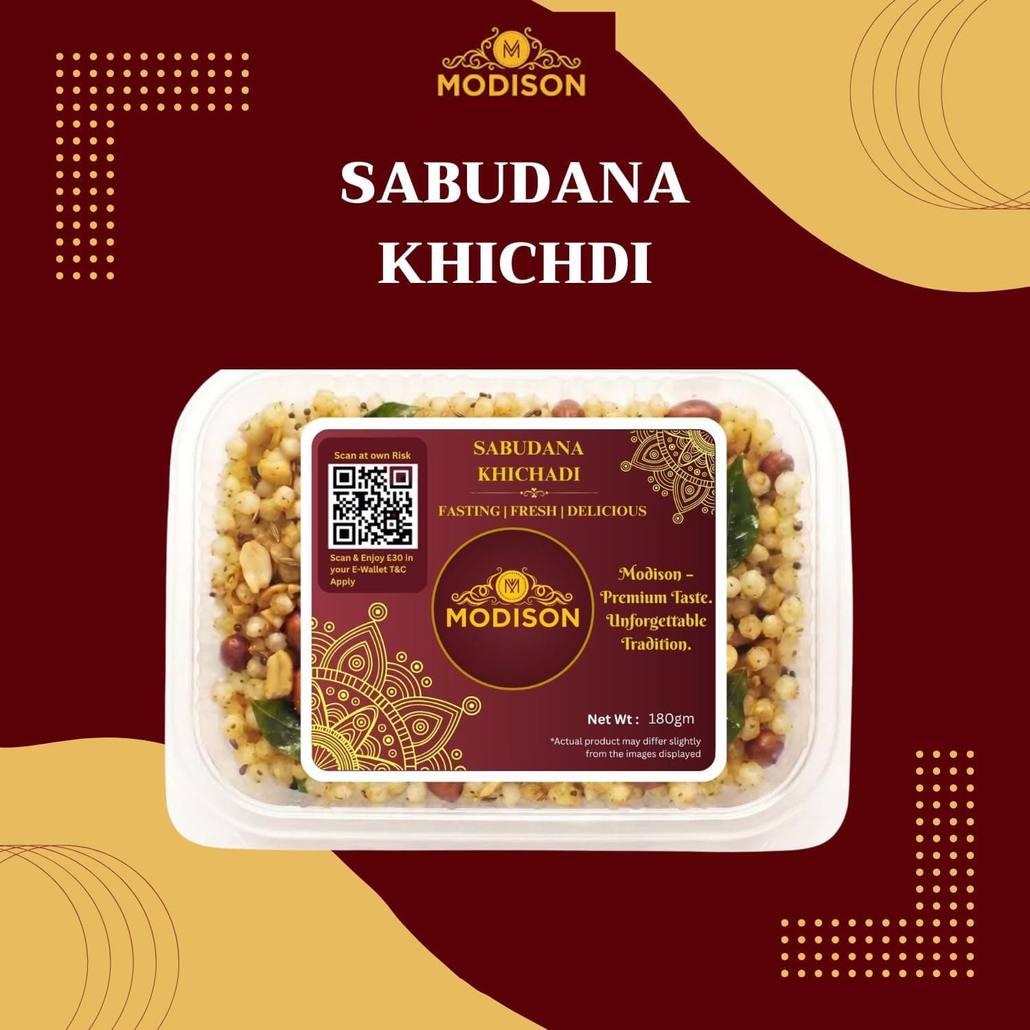 MODISON Sabudana Khichadi Indian Snacks Fasting Tapioca Meal 180g thumbnail 12