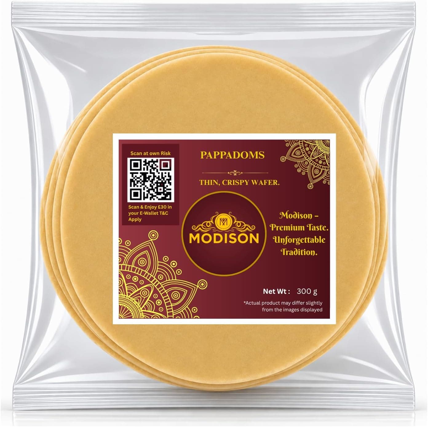 MODISON Plain Pappadoms Indian Papad Thin Crispy Wafer 300g thumbnail 8
