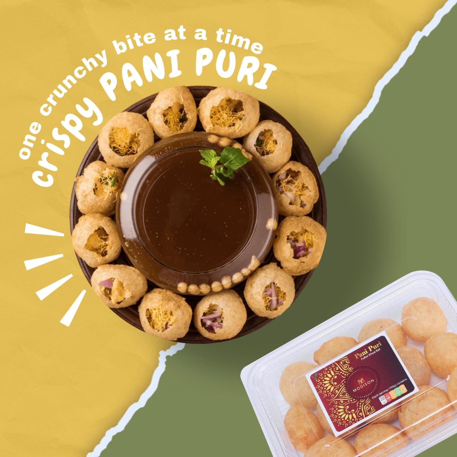 MODISON Pani Puri Indian Snacks Crispy Golgappa Shells 80pc thumbnail 11