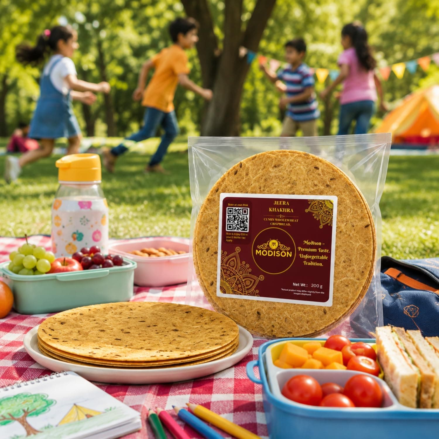 MODISON Jeera Khakhra Whole Wheat Cumin Crispbread Snack 200 g thumbnail 9