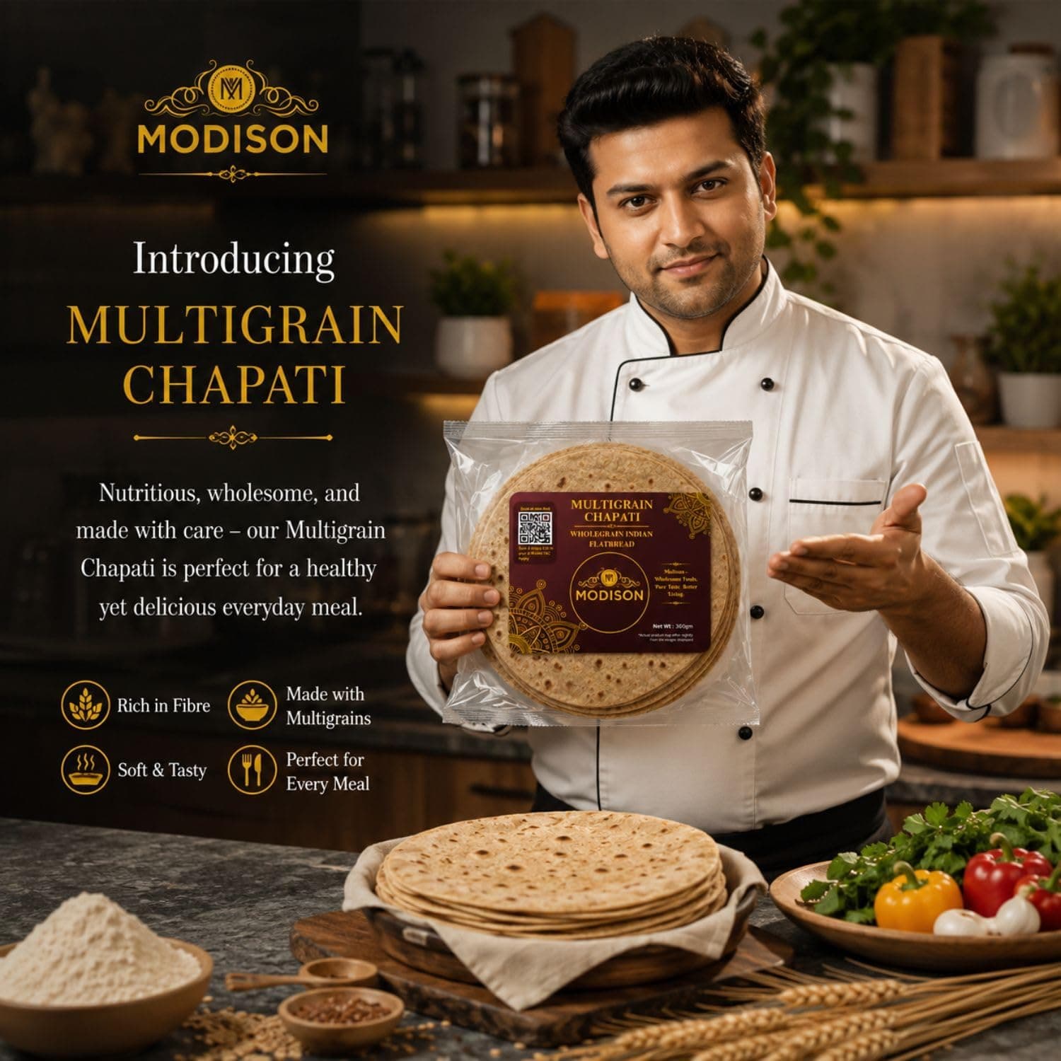 MODISON Multigrain Chapati Traditional Indian Flatbread Frozen 360g thumbnail 11