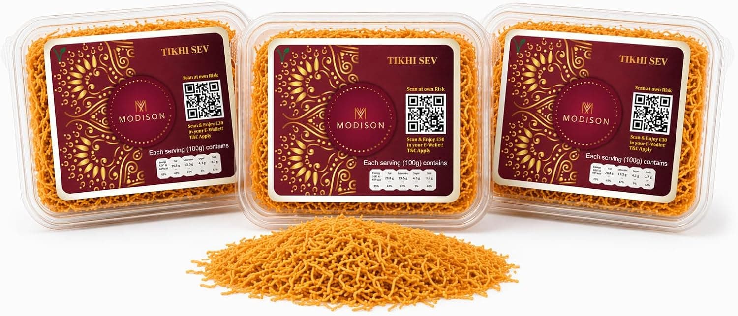 MODISON Tikhi Sev Indian Namkeen Spicy Gram Flour 540g thumbnail 8