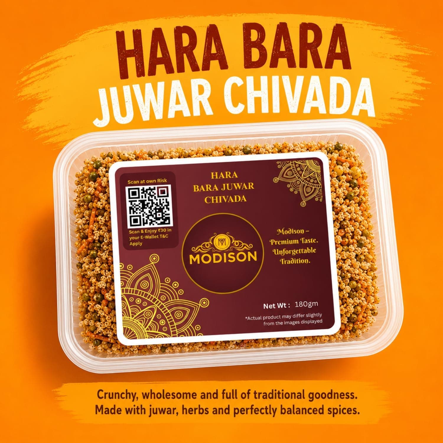 MODISON Hara Bhara Jowar Chivda Indian Namkeen Roasted Sorghum 180g thumbnail 12