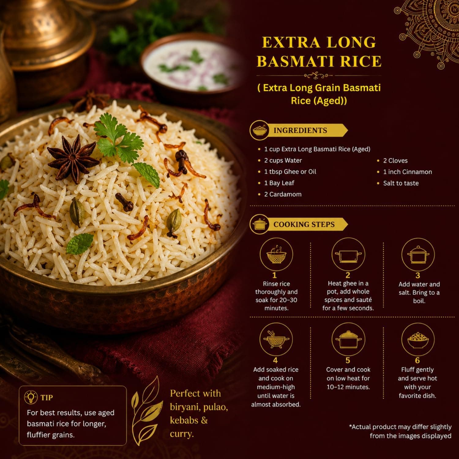 MODISON Extra Long Basmati Rice Aged Long Grain White Rice 1kg thumbnail 12