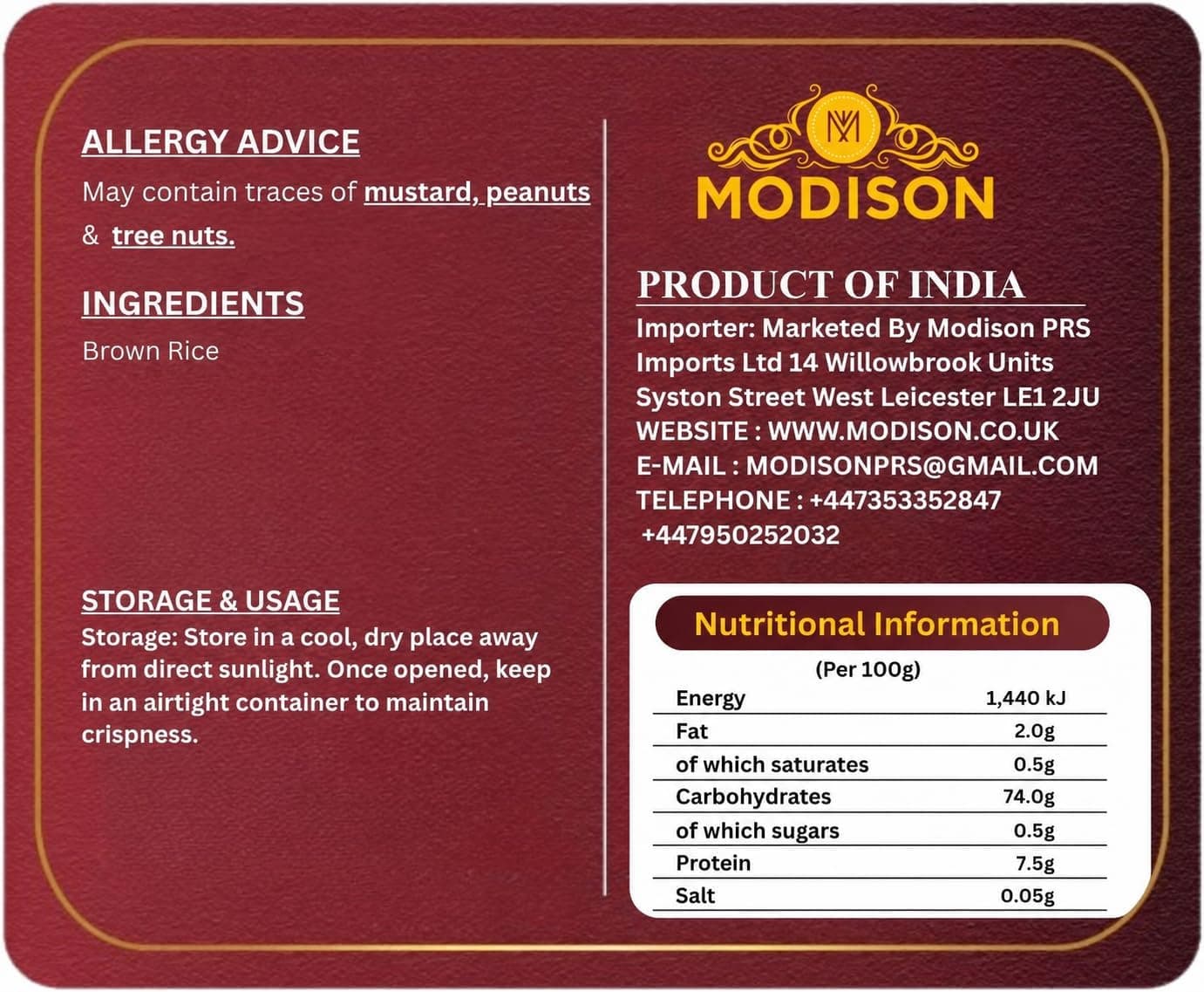 MODISON Brown Rice Sevai Rice Noodles, Brown Rice Vermicelli, 1 kg thumbnail 9