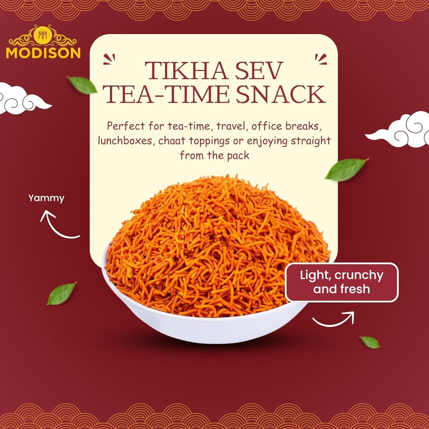 MODISON Tikhi Sev Indian Namkeen Spicy Gram Flour 540g thumbnail 10