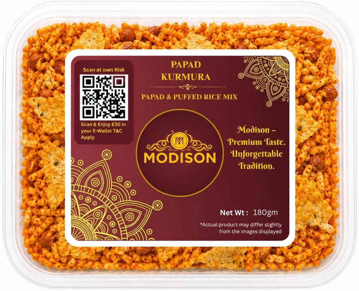 MODISON Papad Kurmura Indian Namkeen Crispy Puffed Rice 180g thumbnail 8