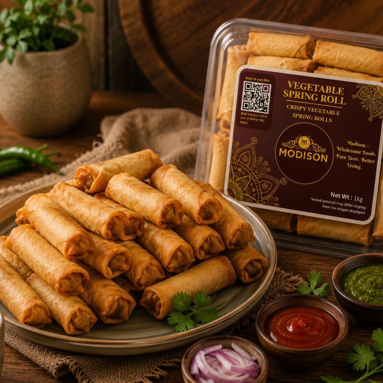 MODISON Vegetable Spring Roll Ready to Cook Frozen Snack 1kg thumbnail 12