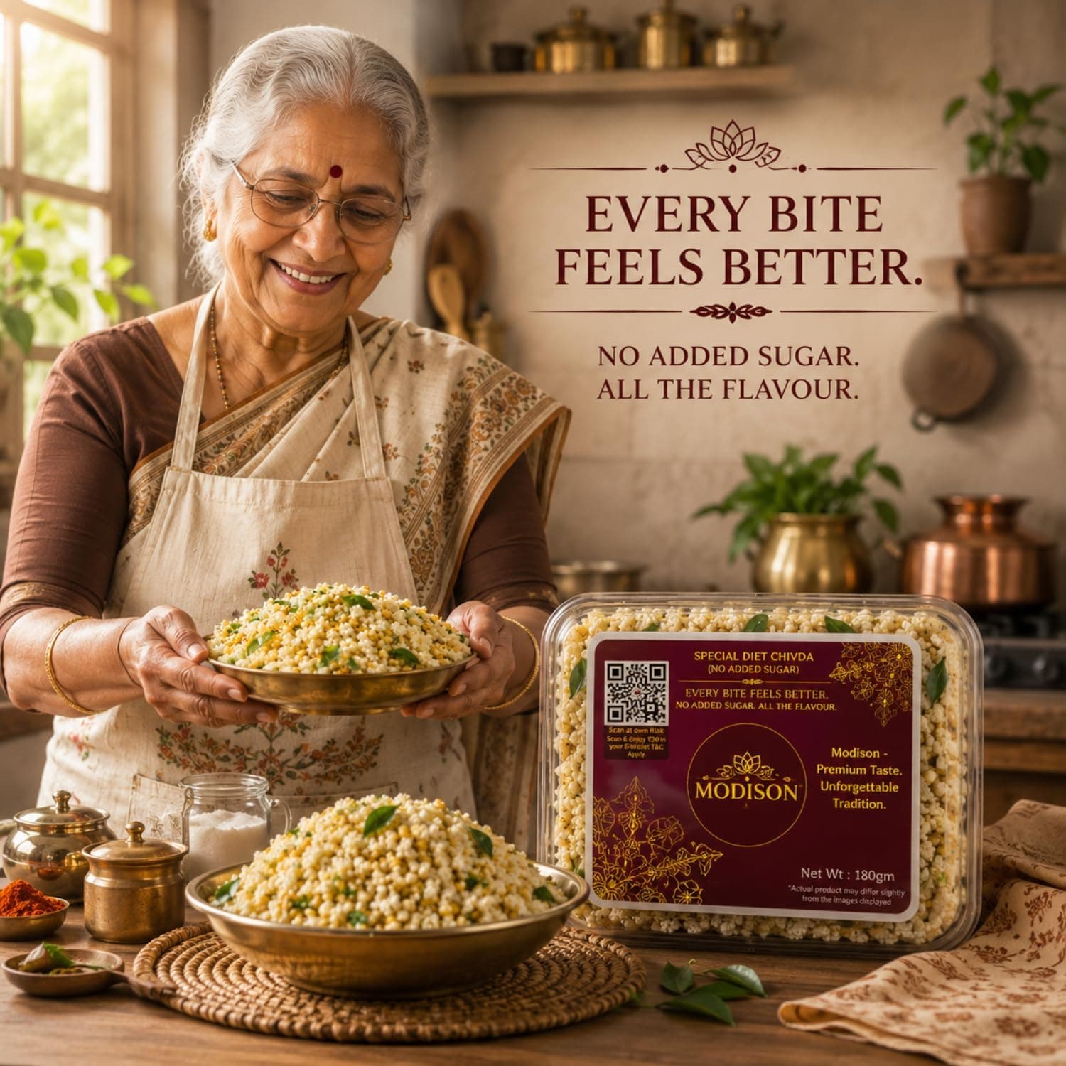 MODISON Special Diet Chivda Indian Namkeen No Sugar Roasted 180g thumbnail 11