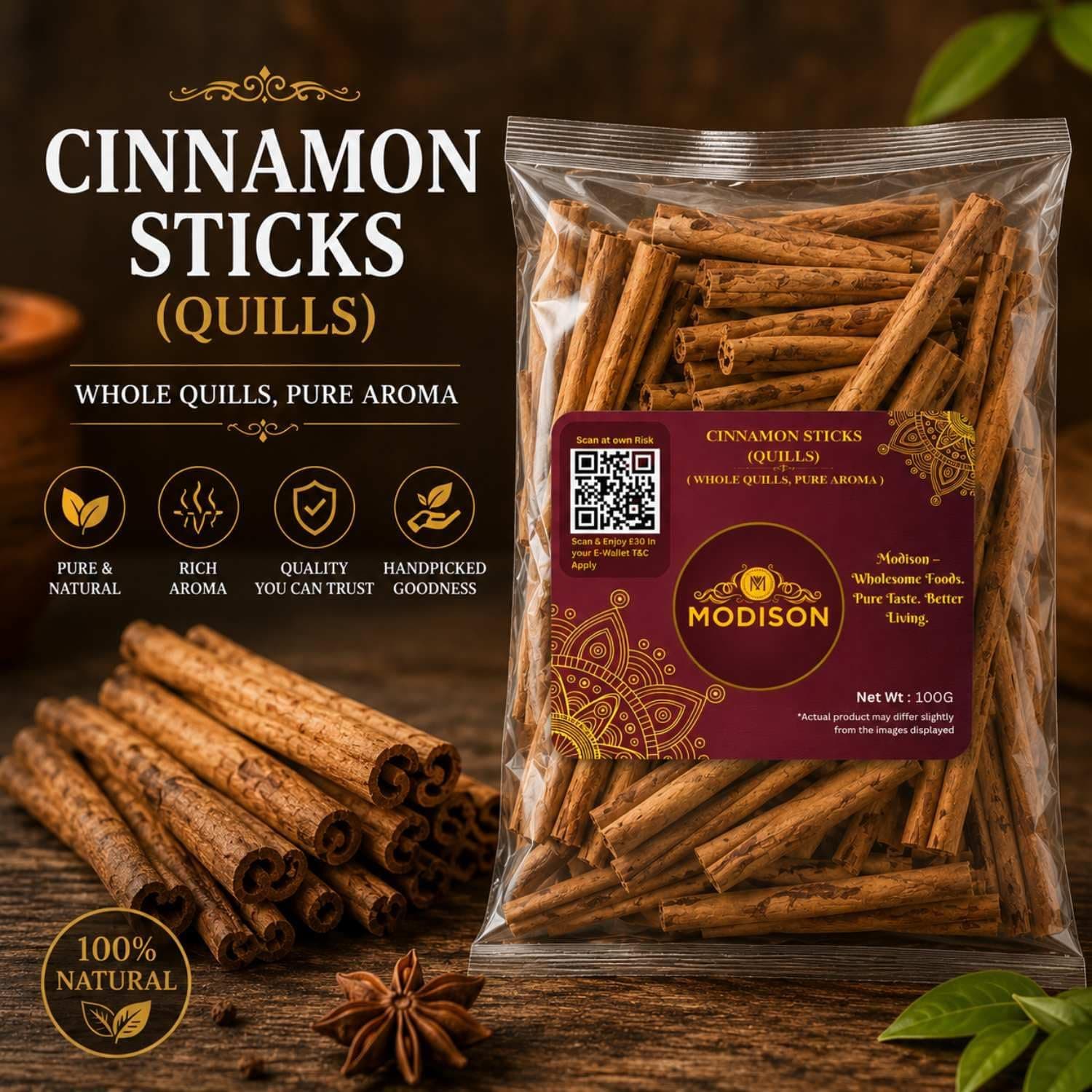 MODISON Cinnamon Sticks Quills Whole Spice Aromatic Bark 100g thumbnail 9