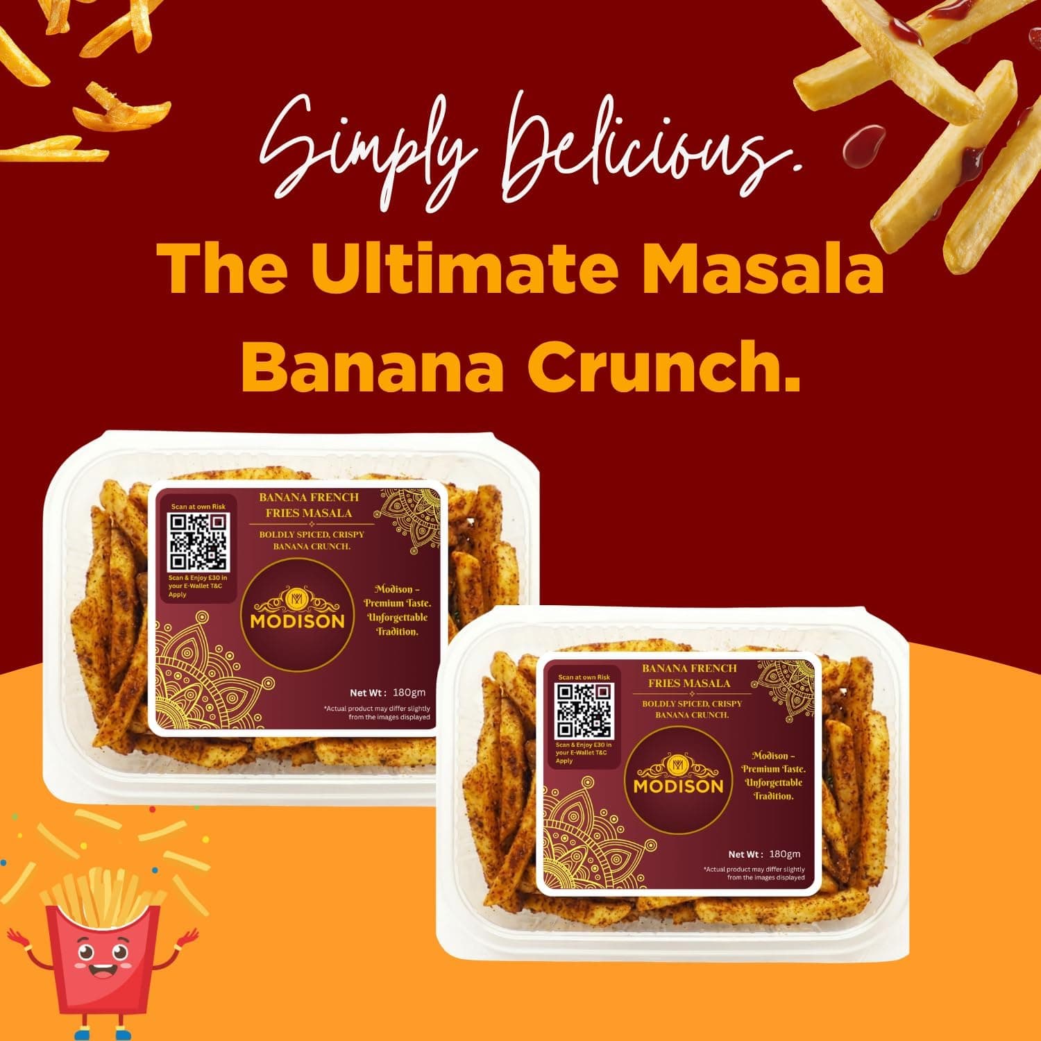 MODISON Banana French Fries Indian Snacks Masala Kela 180g thumbnail 12