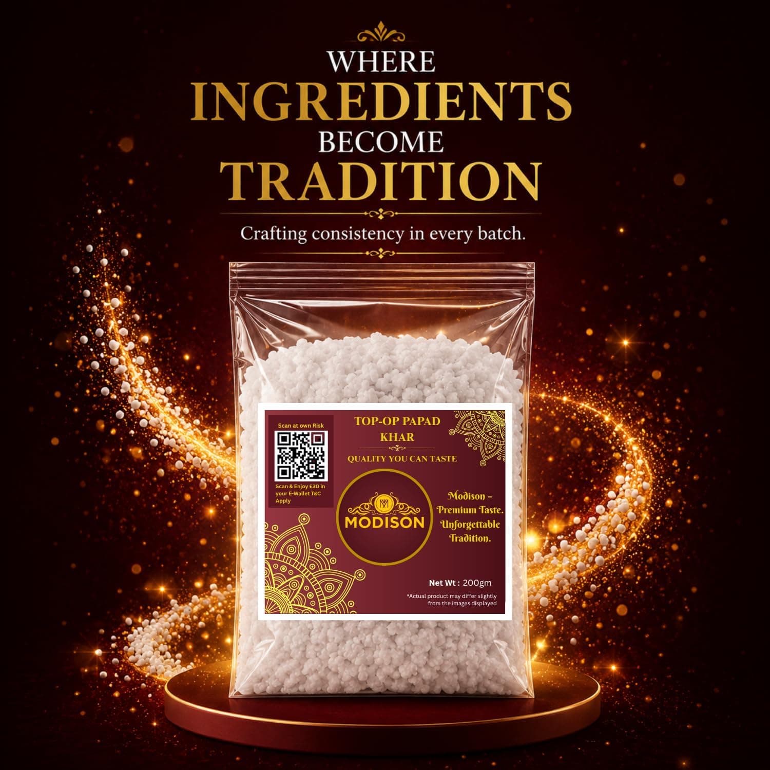 MODISON Top Op Papad Khar Indian Papad Ingredient Fine Powder 200g thumbnail 10