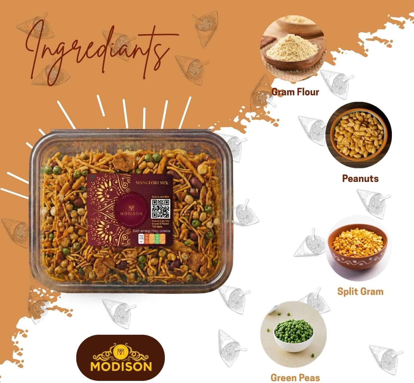MODISON Manglori Mix Indian Snacks Spicy Crunchy 180g thumbnail 10