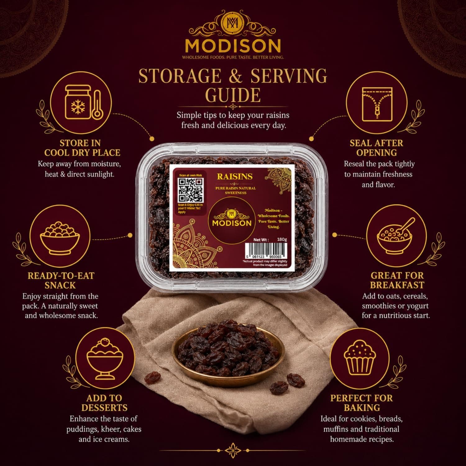 MODISON Seedless Kishmish Dried Fruit Indian Sweet Snack 180g thumbnail 12