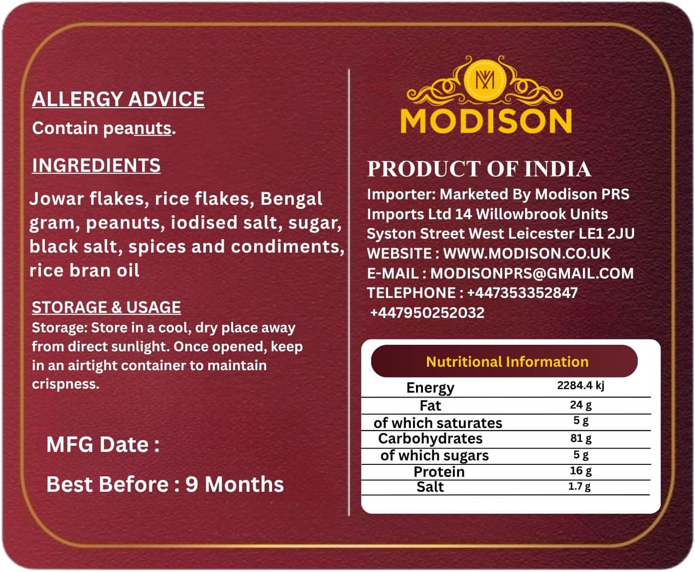 MODISON Roasty Toasty Chevda Indian Namkeen Roasted Crunchy 180g thumbnail 9