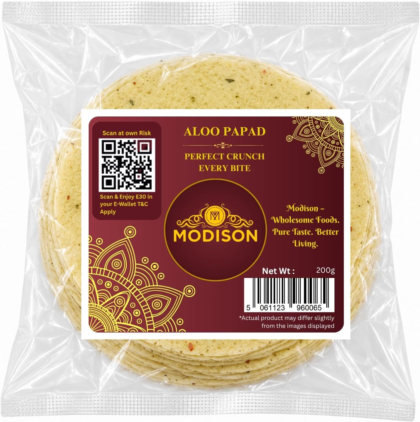 MODISON Aloo Papad Ready to Fry Indian Snack 200g thumbnail 8