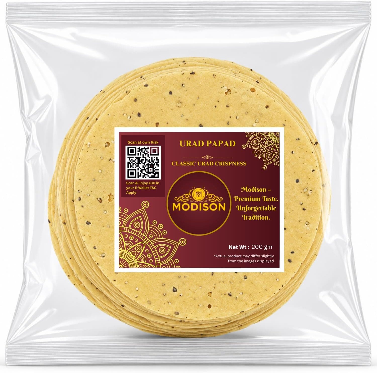 MODISON Urad Papad Indian Papad Crispy Lentil Wafer 200g thumbnail 8