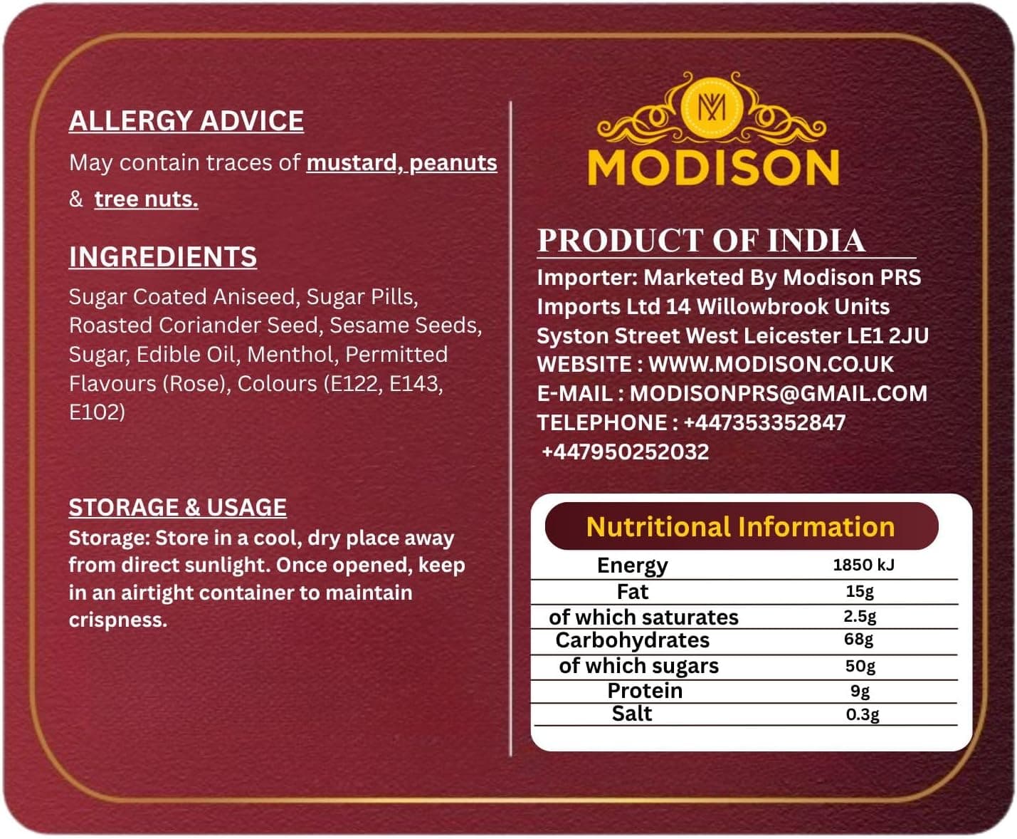 MODISON Green Mukhwas Indian Mouth Freshener Aniseed Coriander 100g thumbnail 9