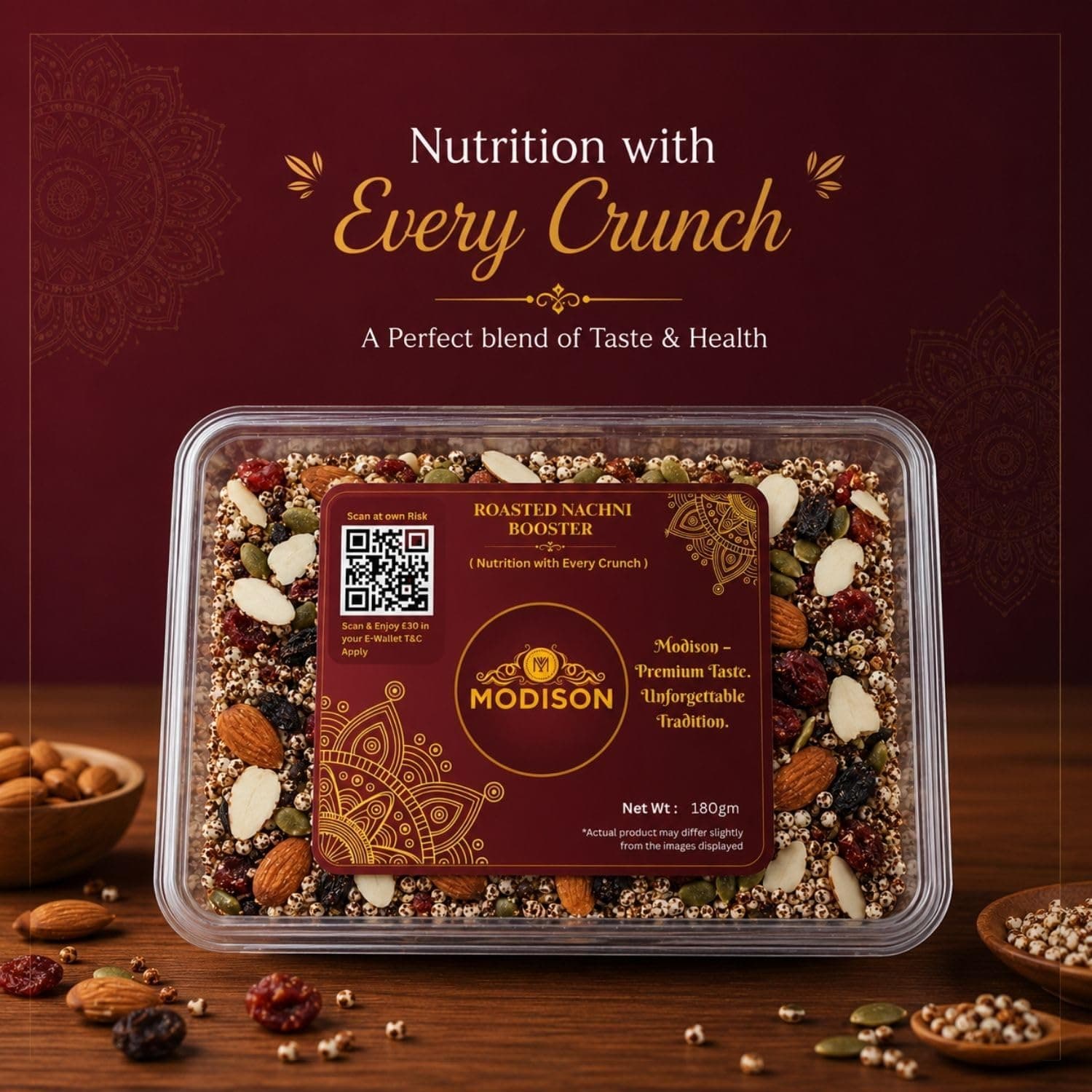 MODISON Roasted Nachni Booster Indian Snacks Ragi Seed Mix 180g thumbnail 11